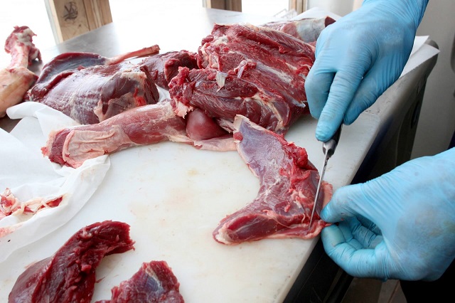 ジビエ肉を解体する様子